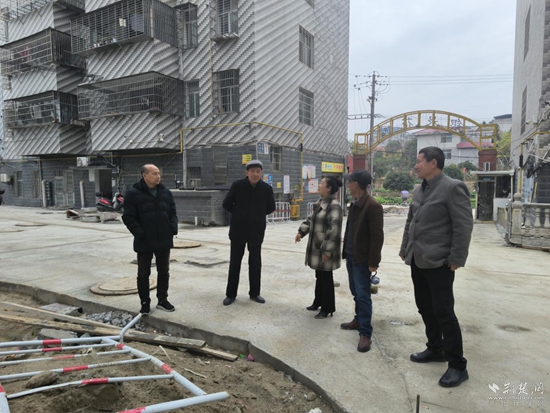 銀泉花園小區(qū)黨支部書(shū)記李正明與社區(qū)網(wǎng)格員、物業(yè)經(jīng)理、居民代表現(xiàn)場(chǎng)商議小區(qū)改造問(wèn)題.jpg